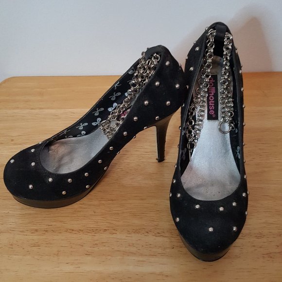 Dollhouse black velvet with metal polka dot chain Halloween - Picture 4 of 10